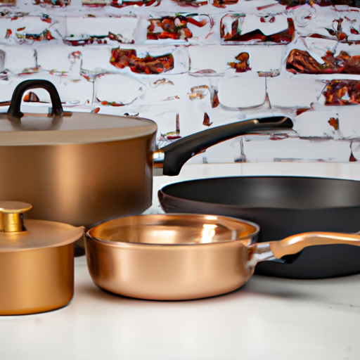 A collection of high end cookware including pots and pans.